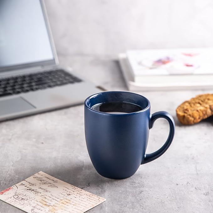 AmorArc 16oz Coffee Mugs Set of 6, Large Ceramic Coffee Mugs for Men, Women, Dad, Mom, Modern Coffee Mugs With Handle For Tea,Latte,Cappuccino,Cocoa. Dishwasher&Microwave Safe, Matte Blue