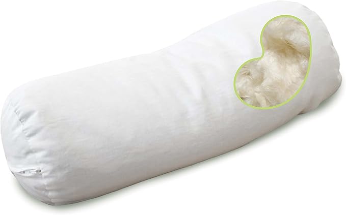 Bean Products Kapok Neck Roll Pillow for Sleeping – Hypoallergenic and Breathable Organic Cotton Fabric Neck Pillow – Soft and Supportive Pillow for Neck Pain Relief – Made in The USA, 4" x 12"
