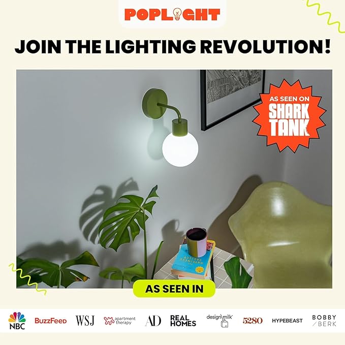 Wireless Wall Sconce (Shark Tank) Rechargeable & Dimmable LED Light w/App Control & Damage-Free Install, Moveable Modern Ambient Lighting for Elegant Home & Bedroom Decor | Marigold