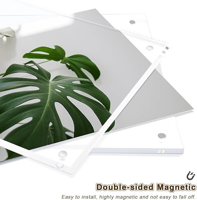 Egofine 4x6 Acrylic Picture Frames Set of 2, Clear Picture Frames with Stand, Magnetic Acrylic Photo Frames for Tabletop Display Horizontally or Vertically