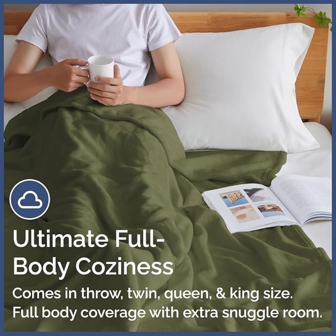 Ultra Soft Fleece Blanket King Size - Flannel Fleece Luxury King Blanket - Lightweight for Couch Bed Chair - Thick, Warm and Breathable - All Season Cozy Fuzzy, Anti-Static Microplush Bedding, Olive