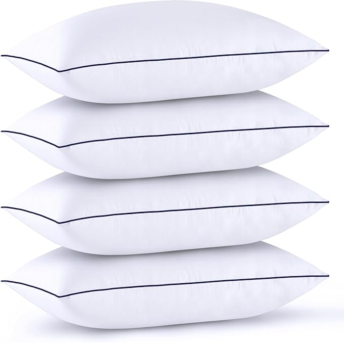 GOHOME Pillows Queen Size Set of 4 - Bed Pillows for Sleeping 4 Pack, Cooling Supportive Hotel Pillows with Premium Soft Down Alternative Fill for Side Stomach and Back Sleepers