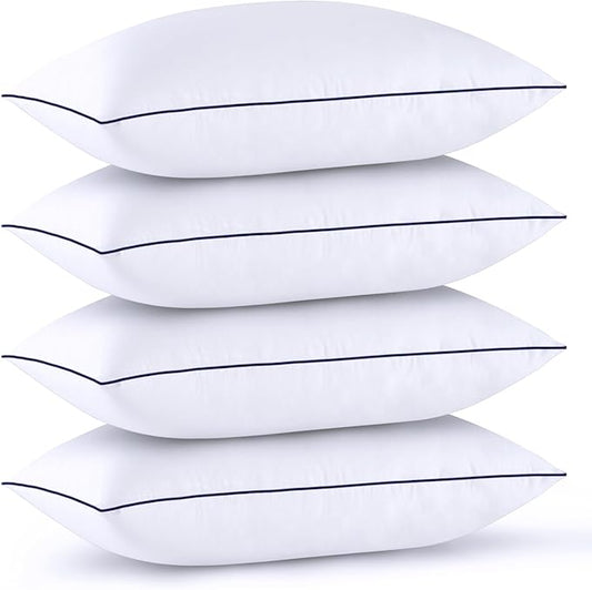 GOHOME Pillows Queen Size Set of 4 - Bed Pillows for Sleeping 4 Pack, Cooling Supportive Hotel Pillows with Premium Soft Down Alternative Fill for Side Stomach and Back Sleepers