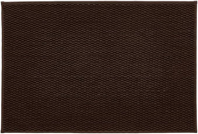 Bathroom Rugs Non Slip Washable, Super Absorbent Thin Bath Mat Quick Dry Low Pile Bathroom Rug, Brown 24"x36"