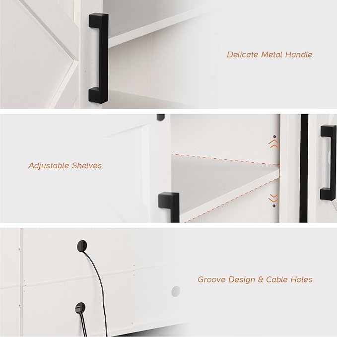 WAMPAT Farmhouse 75 in TV Stand and Coffee Table Set, Entertainment Center for TVs Up to 75", 30" Square Wood Center Table with Gas Spring Flip-Top for Living Room,Antique White