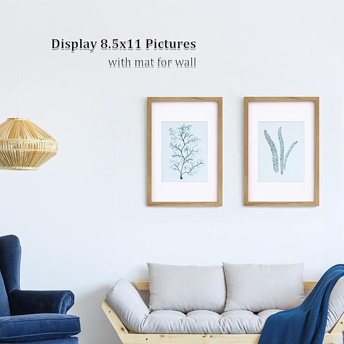 Egofine 12x18 Solid Wood Picture Frame, Made of Solid Wood Covered by Plexiglass 8.5x11 with Mat 12x18 without Mat, Poster Frame for Wall Mounting Photo Vertically or Horizontally, Carbonized Brown