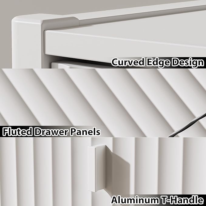 White 4 Drawer Dresser, Modern Chest of Drawers for Bedroom, Wood Storage Dresser Organizer with Deep Drawers for Clothes, Nightstand for Bedroom, Hallway, Living Room, Entryway