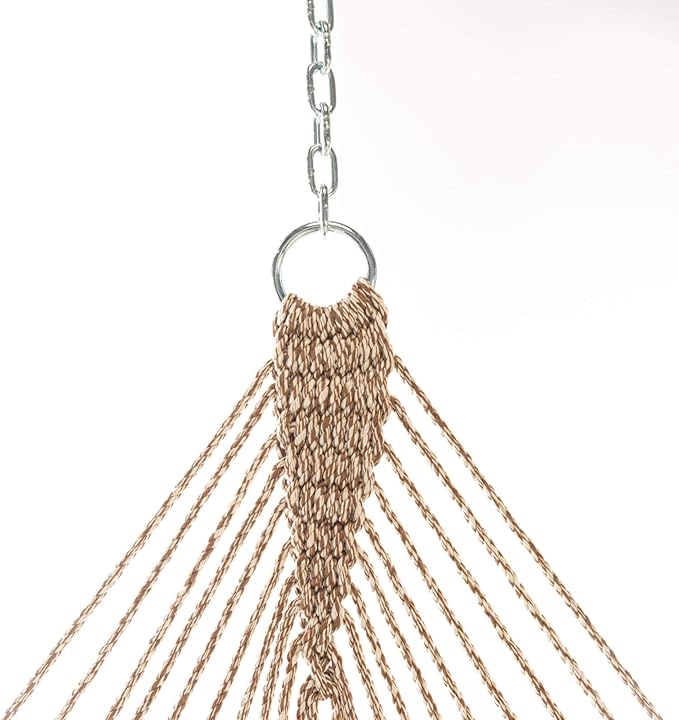 Original Pawleys Island Single Antique Brown Oatmeal Heirloom Tweed DURACORD Rope Hammock with Extension Chains & Tree Hooks, Handcrafted in The USA, 450 LB Weight Capacity, 12 ft. x 50 in.