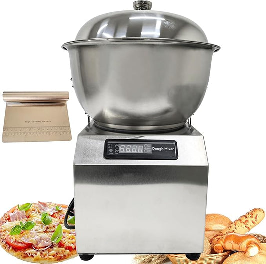 Stainless Steel Dough Mixer Machine Detachable Basin Type Food Mixing Machine 5KG Capacity 110V Bidirectional Rotation Flour Mixer with Timing Function Suitable for Household Commercial Use