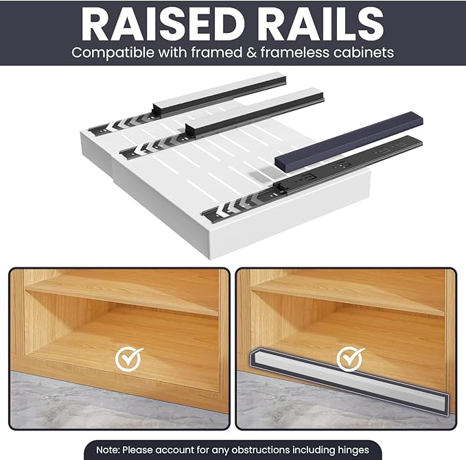 Pull Out Cabinet Organizer – Adjustable Sliding Shelf Inserts for Cabinets - Expandable Shelf Organizer from 12.6" to 20.5" – No Drill or Screw Install (White, 2 pack)