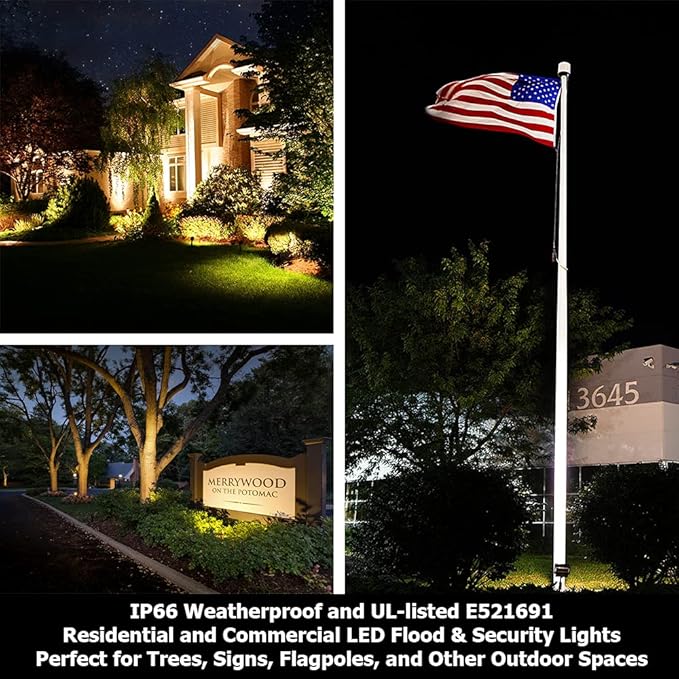 Dusk to Dawn Outdoor Landscape Lighting, Gen4 27W LED Flood Light, 3600LM 5000K Daylight 100W MH Equal Flag Pole Spotlight, 120-277V IP65 Waterproof Garage Parking Lot Security Lights