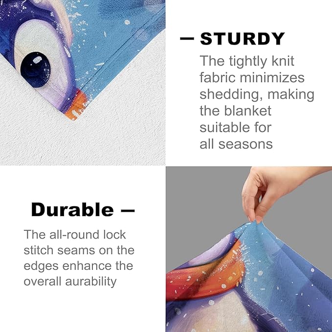 Penguin Blanket for Women Boys Girls, Flannel Penguin Blankets Gifts, Skating Penguin Throw Blanket for Sofa Couch Bed Living Room Soft Warm Cozy Penguin Decor 40"" x 50""