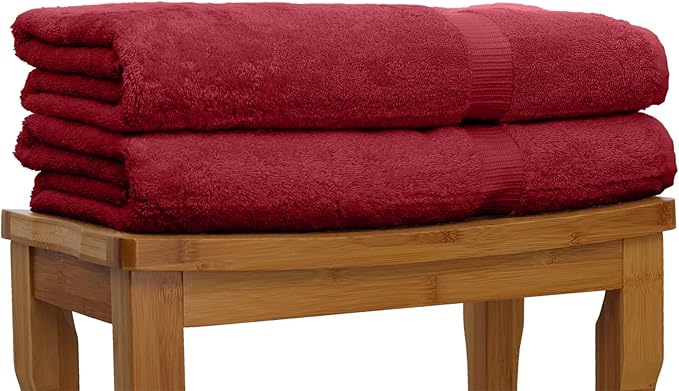 Luxury Hotel & Spa Collection Highly Absorbent, Quick Dry 100% Turkish Cotton 700 GSM, Eco Friendly Towel, for Bathroom Oversize Dobby Border Bath Towels 35 X 70 (Bath Sheet Towel Set of Cranberry)
