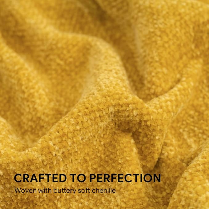 RECYCO Throw Blanket Soft Cozy Chenille Throw Blanket with Fringe Tassel for Couch Sofa Chair Bed Living Room Gift (Mustard Yellow, 60'' x 80'')