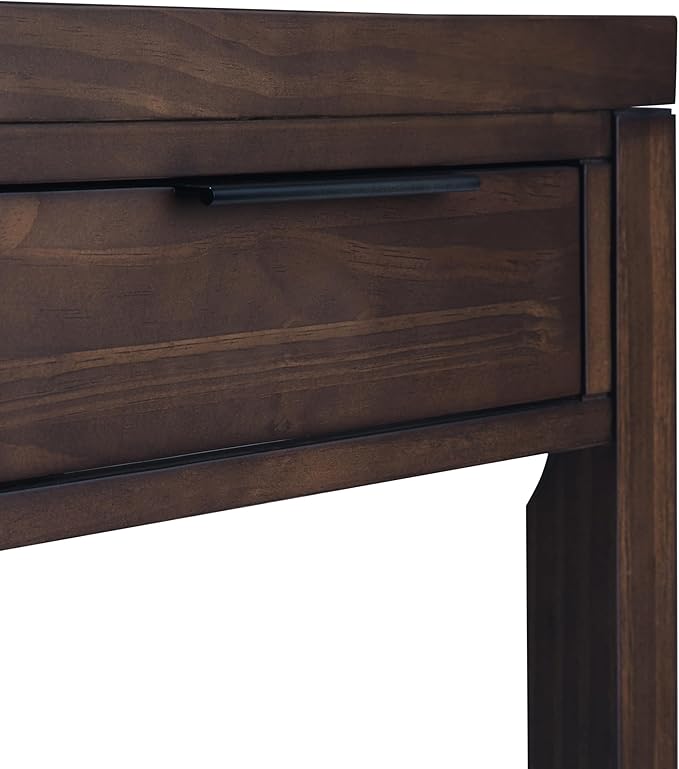 SIMPLIHOME Hollander Desk - 60-Inch Wide Solid Wood Writing Desk in Warm Walnut Brown, Contemporary Home Office Computer Table for Workspace or Study with 2 Drawers and Flip-Down Keyboard Tray
