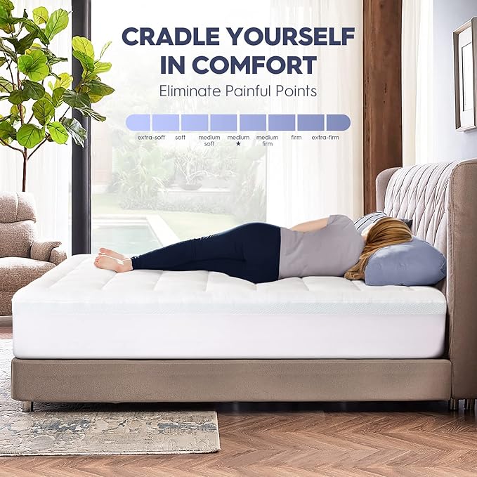 ELEMUSE Twin XL Size Dual Layer 3 Inch Memory Foam Mattress Topper for Pressure Relief, Breathable Pillow Top Mattress Pad with Deep Pocket, Enhanced Support, Non-Slip Design & Removable & Washable