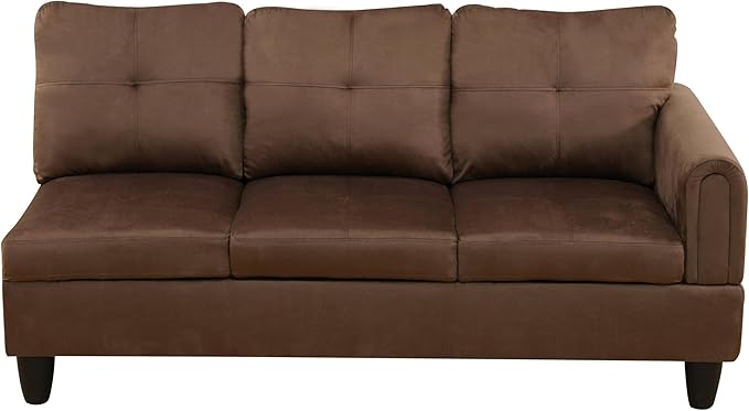 NicBex Sectional Couch 2 Pieces 66.5" L Sofa with Left Chaise Flannel L Shaped Cloud Couch for Living Room Furniture Sets with Cushion, Modular Sofa for Living Room & Small Apartment, Chocolate