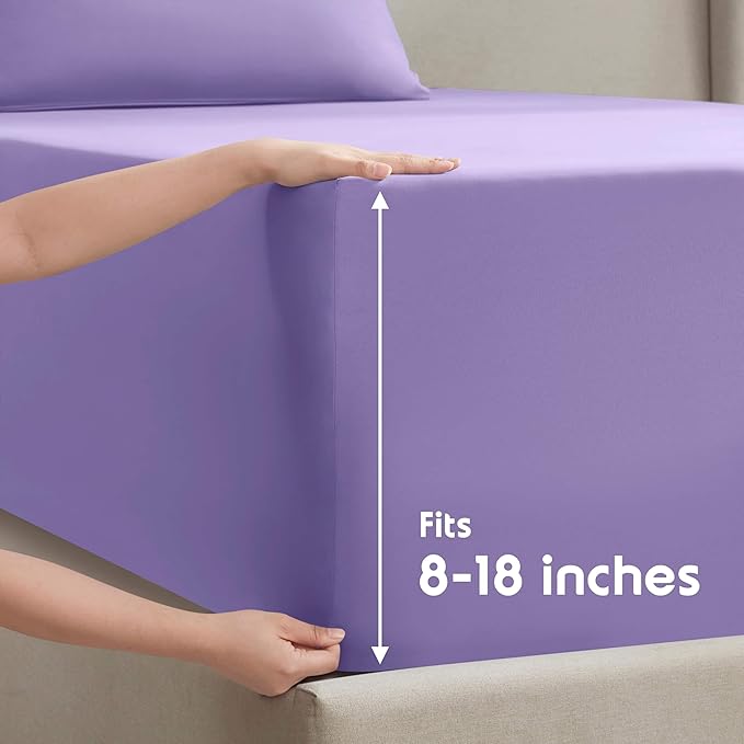 Nestl Short Queen Sheet Set - 1800 Ultra-Soft Microfiber - Double Brushed - Deep Pockets - Easy Fit - 4 Piece Set - Bed Sheets (Short Queen, Lavender)