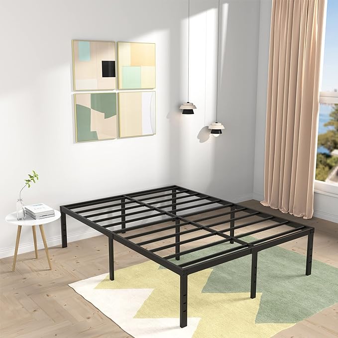 18 Inch King Bed Frame Heavy Duty Metal Platform No Box Spring Needed, Maximum Storage, Easy Assembly, Noise Free, Black