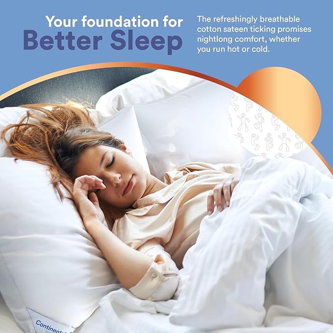 Continental Bedding 100% Siberian Goose Down Pillow Father's Day Dream Ensemble - Medium King Size, Pack of 1 - Luxurious Siberian Down Pillow for Sleeping, 800 Fill Power - Includes Pillow Protector