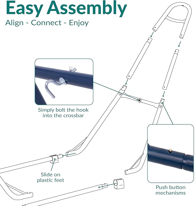 Sunnydaze Universal Double Hammock Stand Only - 550-Pound Capacity - Heavy-Duty Hammock Stand for Outside - Fits 9 to 14 Foot Hammocks - Blue