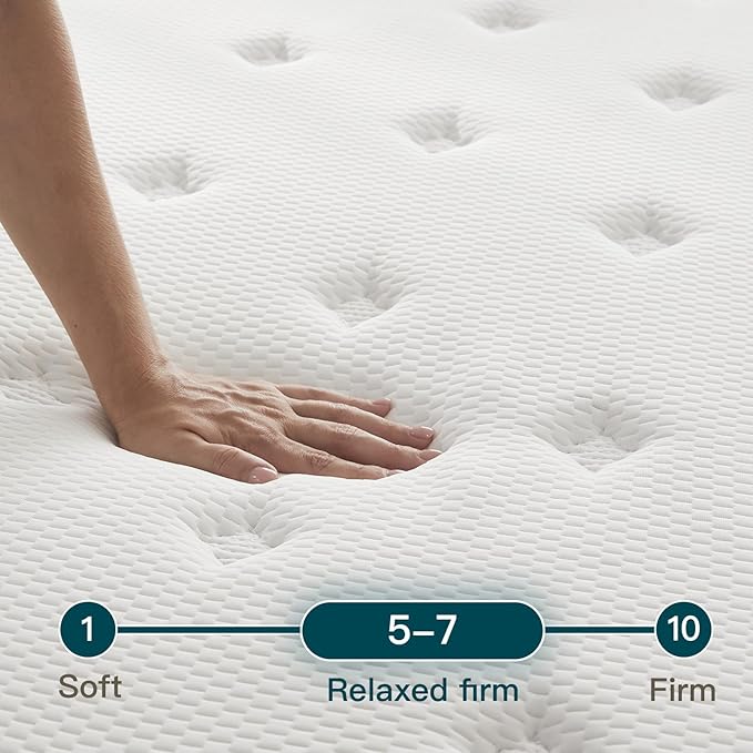 Full Size Mattress 12 Inch Deluxe Hybrid Mattresses Without Fiberglass, Medium Firm with Cooling Gel Memory Foam and Pocket Coil for Pressure Relief, Motion Isolation, Edge Support, CertiPUR-US