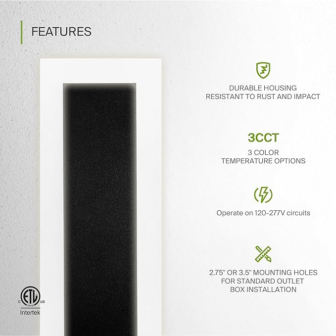 ASD LED 36" Long Wall Mount Light Fixture, Outdoor & Indoor Linear Sconce | 3CCT, Dimmable, Waterproof, Anti-Rust, ETL Listed | 30W 2350LM 3000-5000K 100-277V | Exterior Porch Lighting | Black, 2 Pack