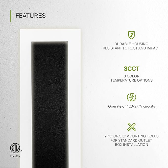 ASD LED 24" Long Wall Mount Light Fixture, Outdoor & Indoor Linear Sconce | 3CCT, Dimmable, Waterproof, Anti-Rust, ETL Listed | 24W 2000LM 3000-5000K 100-277V | Exterior Porch Lighting | Black, 2 Pack