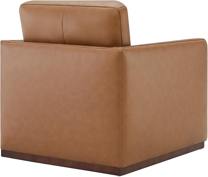 CHITA Genuine Leather Swivel Accent Chair, FSC Certified Mid Century Modern Arm Chair for Living Room and Bedroom, Fully Assembled, Saddle