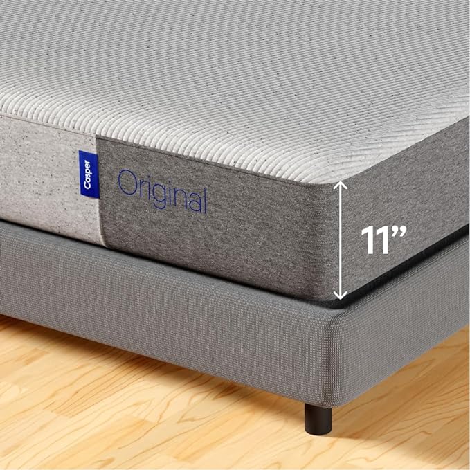 Casper Sleep Original, Twin XL Memory Foam Mattress - Medium Firm Bed in a Box with Zoned SupportTM - 100-Night Trial - CertiPUR-US Mattress, Light Grey