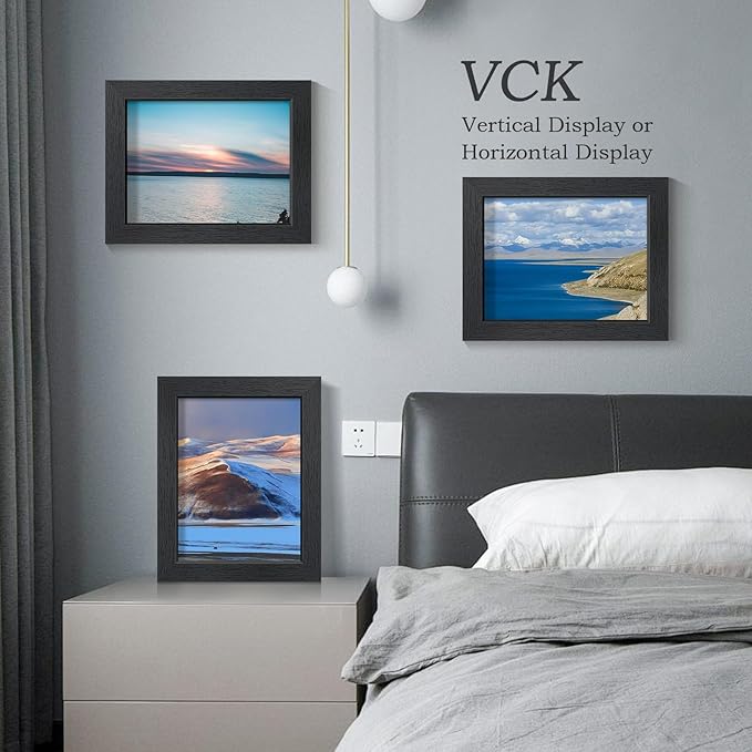 VCK 8.5x11 Certificate Frame, Black Wood 8 1/2 x 11 Picture Diploma Document Frames for Wall and Tabletop, 2 Pack