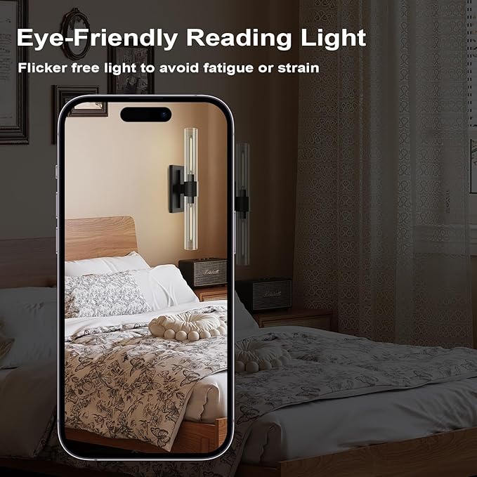 Black Wall Sconces Set of Two, Copper Wall Lights for Bathroom Vanity, 22.8" Modern Wall Sconces 2-Light, Indoor Wall Mounted Sconces for Bathroom Mirror, Bedroom, Living Room