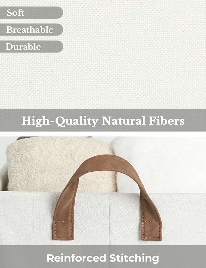 StorageWorks Storage Bins, Fabric Storage Bins for Shelves, Large Storage Baskets with Metal Frame, Closet Baskets and Bins with Handles, Beige, 2-Pack