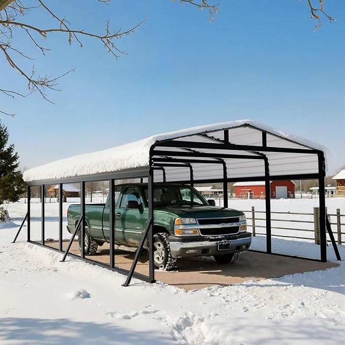 12x25FT Heavy Duty Metal Carport Canopy - Reinforced Galvanized Steel Frame, All-Weather Protection, Easy Assembly Car Port Shelter for Vehicles, Boats & Tractors