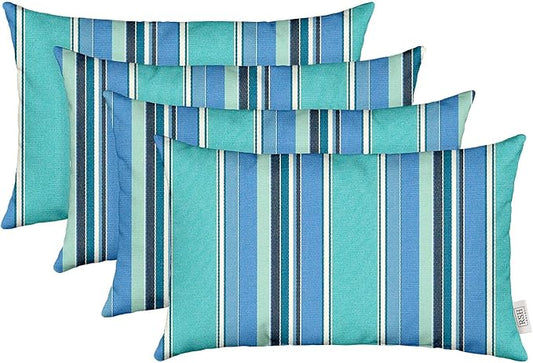 RSH Décor - Sunbrella Jumbo Lumbar Throw Pillows – Set of 4 | 26" x 16" | Indoor Outdoor – Patio, Lounge, Adirondack, Deck | Water & Fade-Resistant | Includes Down-Alternative Inserts | Dolce Oasis