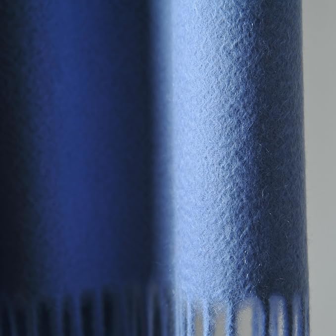 CUDDLE DREAMS Premium Cashmere Throw Blanket with Fringe, Luxuriously Soft (Porcelain Blue)