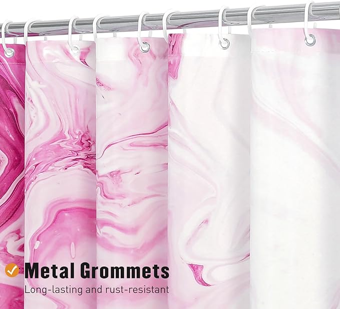 MitoVilla Hot Pink Marble Shower Curtain, Modern Ombre Fabric Cloth Shower Curtains for Luxury Bathroom Decor, Abstract Watercolor Shower Curtain, Dark Pink, 72x72