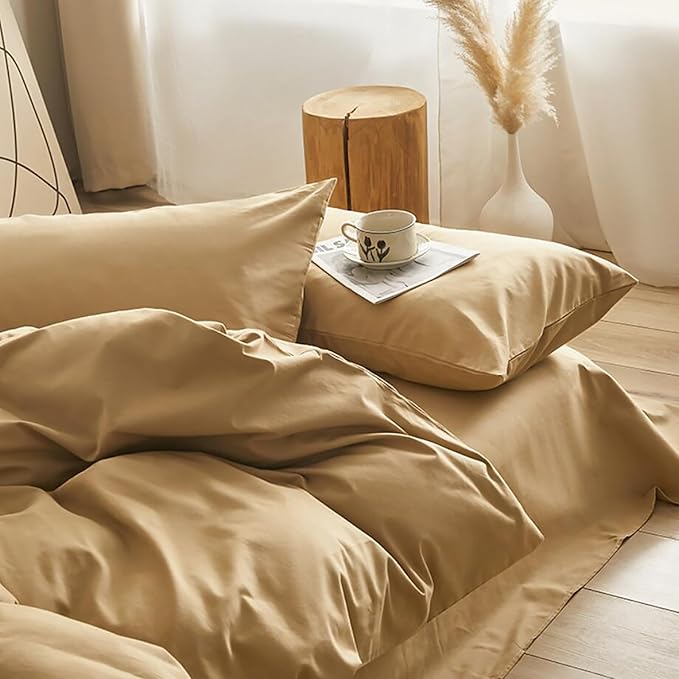 Luxlovery Champagne Beige Comforter Set King Light Champagne Bedding Comforter Set Dark Beige Solid Soft Breathable Blanket Quilts 3 Piece Taupe King Size Bedding Set