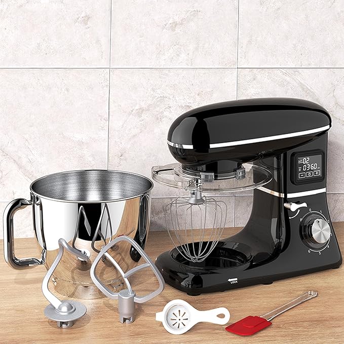 Stand Mixer, 6.5QT Electric Kitchen Mixer, 6+P Speed Adjustable Tilt-Head Food Mixer with Dough Hook, Egg Whisk & Beater (Black)