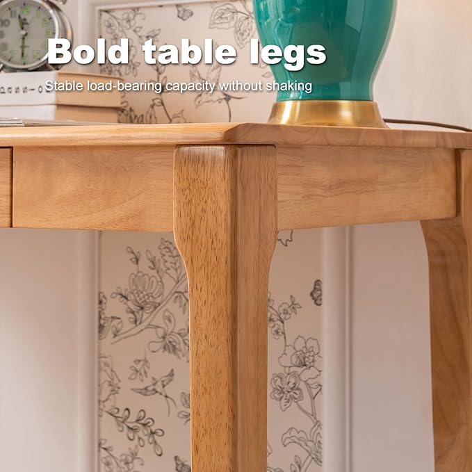 Solid Wood Desk with Drawer, Small Computer Desk for Small Spaces, Gaming Study Home Office Desks for Work, Student PC Desk for Bedroom, Escritorios para Cuartos (Wood Color, 39.4 inch)