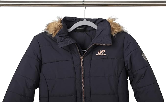 Finnhomy Heavy Duty 50 Pack Plastic Hangers, Clothes Hangers with New Generation Non-Slip Pads,Space Saving Easy Slide Organizer for Bedroom Closet, Great for Shirts, Pants, Gray