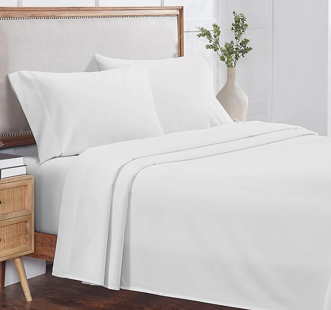 California Design Den Luxury 800 Thread Count, Natural 100% Cotton Sheets for Queen Size Bed Set - Hotel Quality Sheets with Deep Pockets, Durable, Cooling & Softer Than Egyptian Cotton - Pearl White