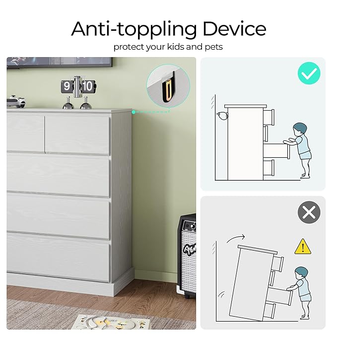 LINSY HOME 9 Drawer Dresser for Bedroom, 53" Wide Chest of Deep Drawers, Modern Farmhouse TV Stand Dressers with Storage, Large Drawer Organizer for Bedroom, Living Room, Handless Design, White