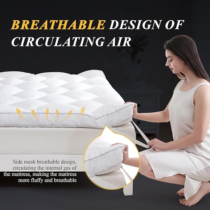 DOWNCOOL 3 Inch King Mattress, Ultra Thick and Fluffy Supportive Memory Foam Mattress Topper for Body Pain, Pad with Breathable Mesh Design for Deep Sleep, 80x78x3 Inches