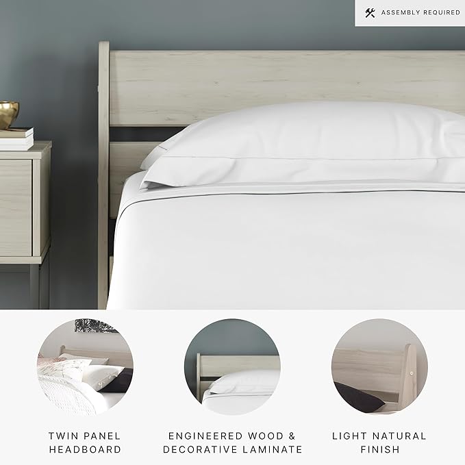 Signature Design by Ashley Socalle Modern Open Slat Twin Headboard, Natural Beige