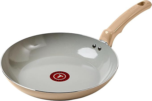 T-Fal Refresh Ceramic Nonstick Frying Pan 12 Inch Skillet, Oven Safe up to 350°F, Cookware with Stay-Cool Handle, Pots and Pans, Sand Beige