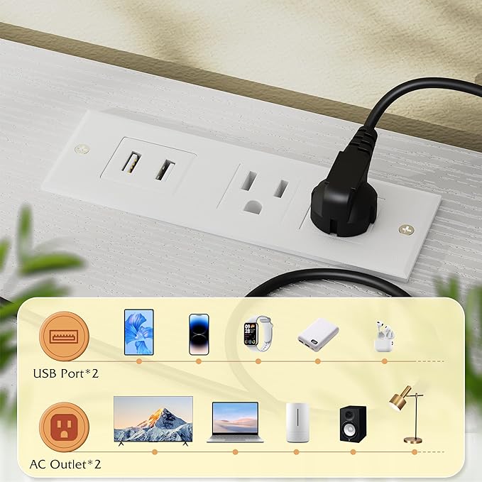 TV Stand Dresser with LED Lights & Power Outlets, Entertainment Center for 50" Inch TV, 5 Drawers TV Stand for Bedroom Dresser with Shelves for Living Room, Sturdy Metal Frame, White