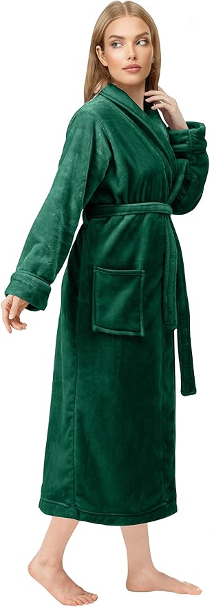 NY Threads Premium Womens Robe, Plush Fleece Long Bath Robe for Women, Fluffy Soft Women's Bathrobe