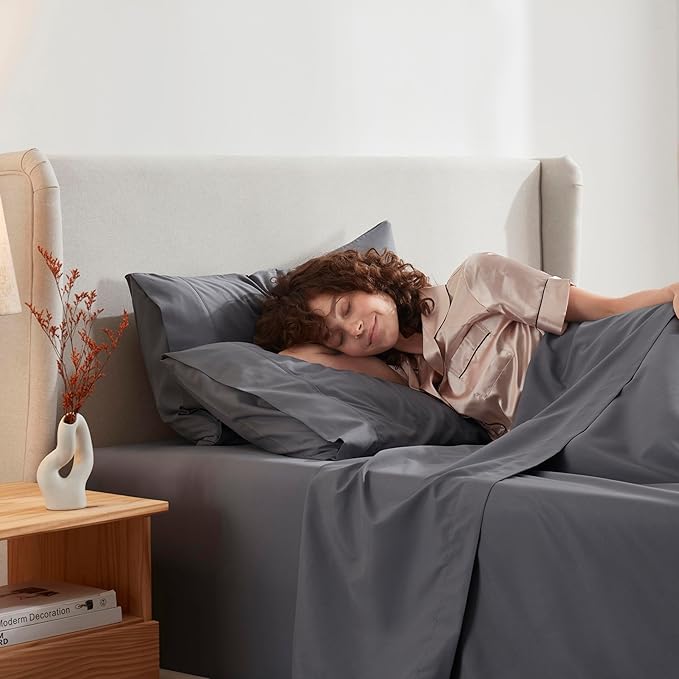 Nestl King Sheet Set - Luxury 1800 Ultra-Soft Microfiber King Bed Sheets - Double Brushed - Deep Pockets - Easy Fit - 4 Piece Set - Bedding Sheets & Pillowcases (King, Dark Grey)