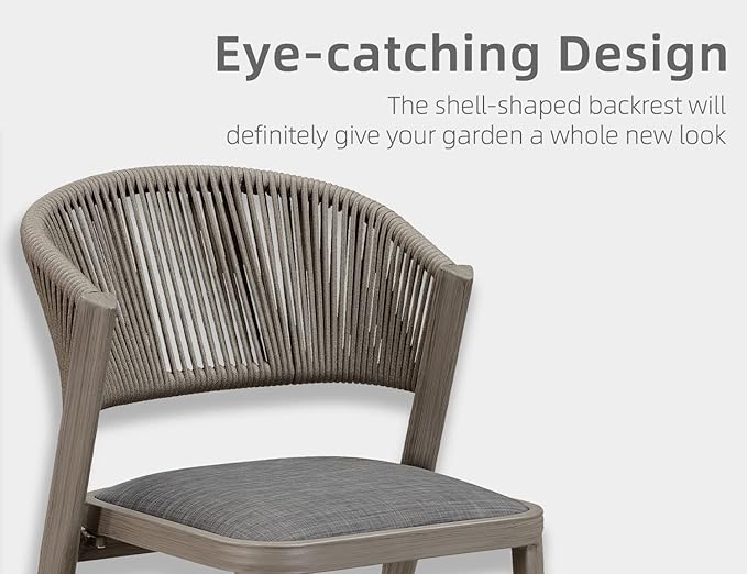 PURPLE LEAF 5 Pieces Outdoor Dining Set All-Weather Wicker Outdoor Patio Furniture with Table All Aluminum Frame for Lawn Garden Backyard Deck Patio Dining Set with Cushions, Grey